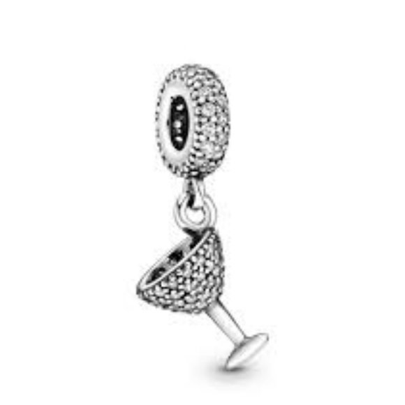 Sterling Silver Pandora Pave Crystal Martini Glass - Picture 1 of 1